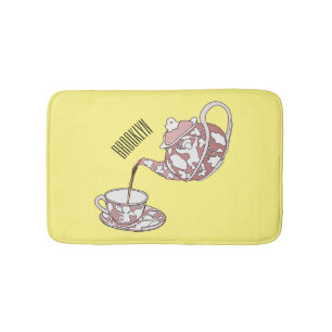 Teacup set cartoon illustration  bath mat