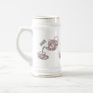 Teacup set cartoon illustration beer stein