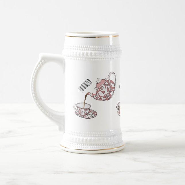 Teacup set cartoon illustration  beer stein (Left)