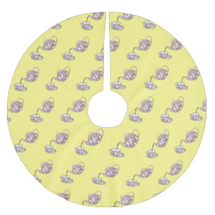 Teacup set cartoon illustration brushed polyester tree skirt