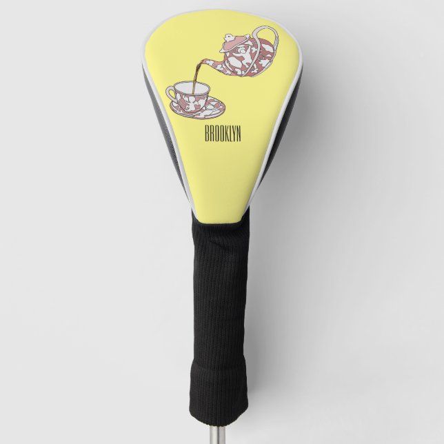 Teacup set cartoon illustration  golf head cover (Front)