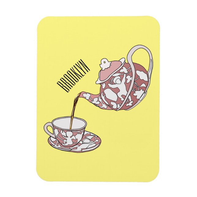 Teacup set cartoon illustration  magnet (Vertical)