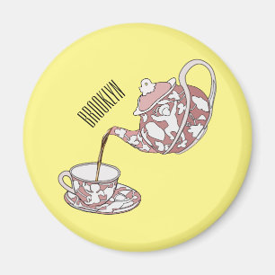 Teacup set cartoon illustration  magnet
