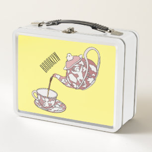 Teacup set cartoon illustration  metal lunch box