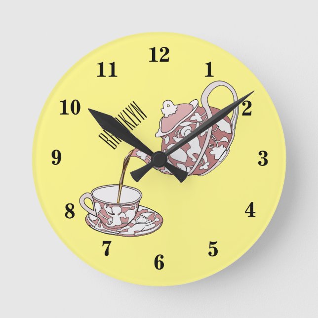 Teacup set cartoon illustration  round clock (Front)