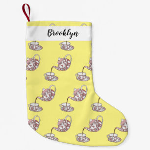 Teacup set cartoon illustration small christmas stocking