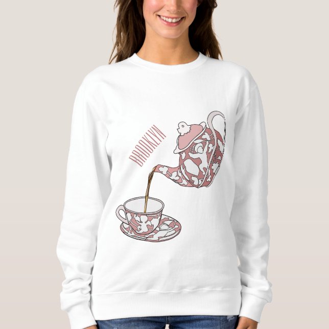 Teacup set cartoon illustration  sweatshirt (Front)