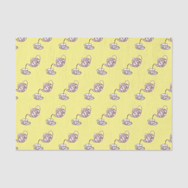 Teacup set cartoon illustration  tissue paper (Front)