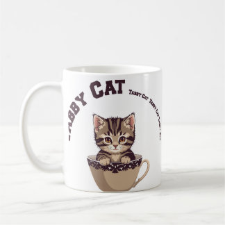 Teacup Tabby Cat Cute Kitten Tea Lover Art Coffee Mug