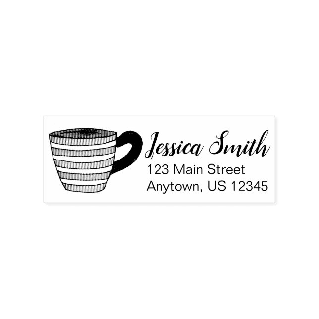 Teacup Tea Cup Personalised Address Rubber Stamp (Imprint)