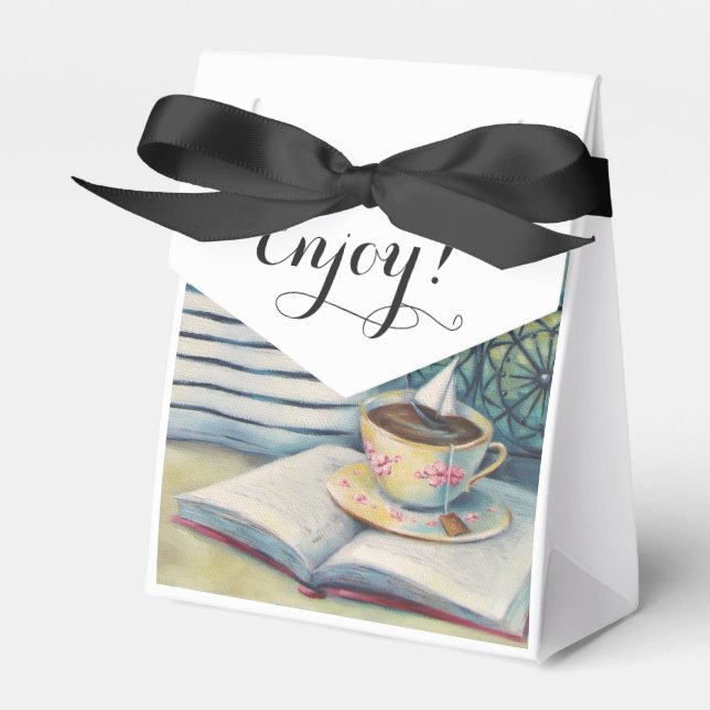 Teacup Tiny Favour Box - Pastel Black & White (Front Side)