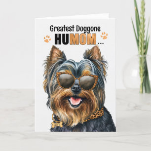 Teacup Yorkie Dog Greatest HuMOM Mother's Day Holiday Card