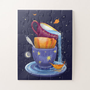 Teacups Fall Whimsical Jigsaw Puzzle
