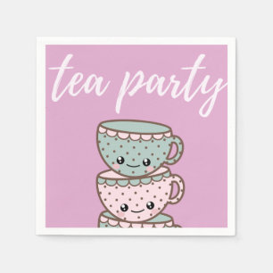 Teacups Pink Tea Party Napkin