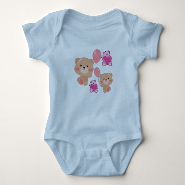 Teady bear  baby bodysuit (Front)