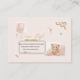 teady pink diaper raffle Enclosure Card