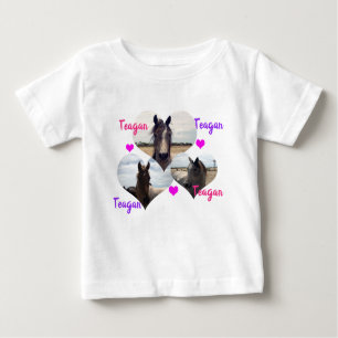 Teagan Name With Horses In Hearts, Baby T-Shirt