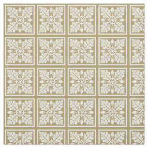 Teak Acorn and Leaf Tile Design Fabric