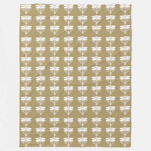 Teak Arts and Crafts Dragonflies Fleece Blanket (Front)