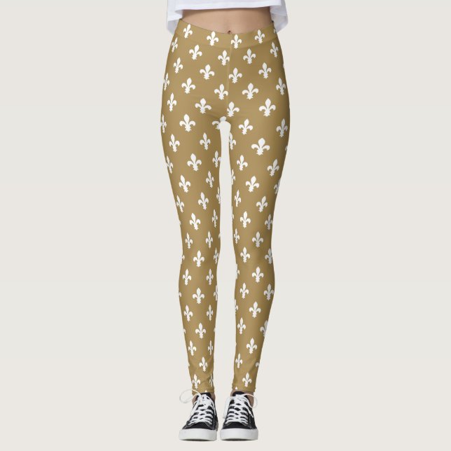 Teak Neutral Fleur de Lys Leggings (Front)