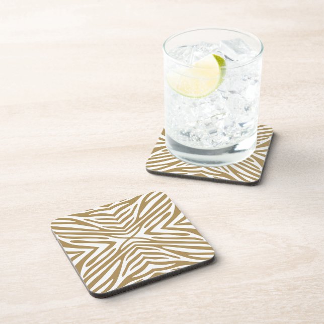 Teak Neutral Zebra Coaster (Right Side)