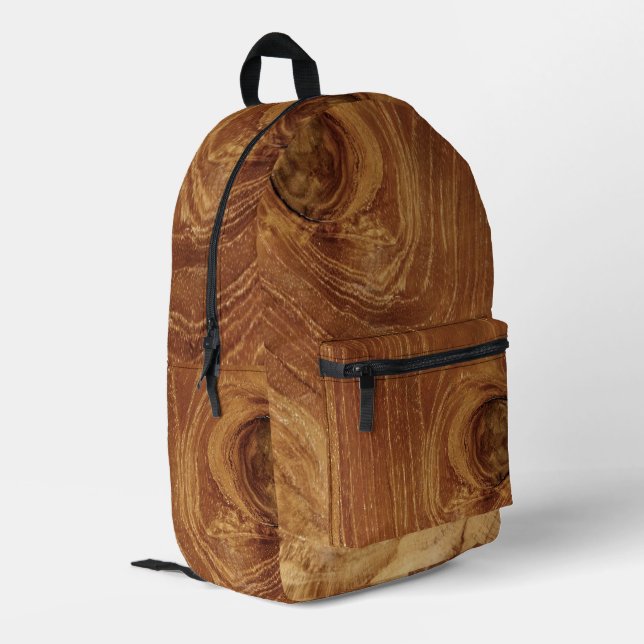 Teak Rustic Wood Grain Brown Nature Pattern Photo Printed Backpack (Back Corner Left)