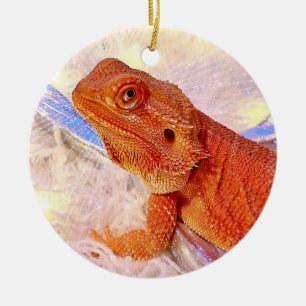 Teak the Bearded Dragon Merry and Bright Ceramic Tree Decoration
