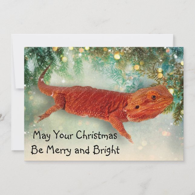Teak the Bearded Dragon's Flat Holiday Card (Front)