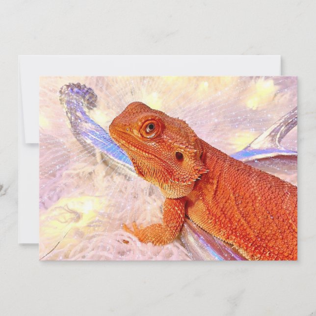 Teak the Bearded Dragon's Merry and Bright  Flat Holiday Card (Front)