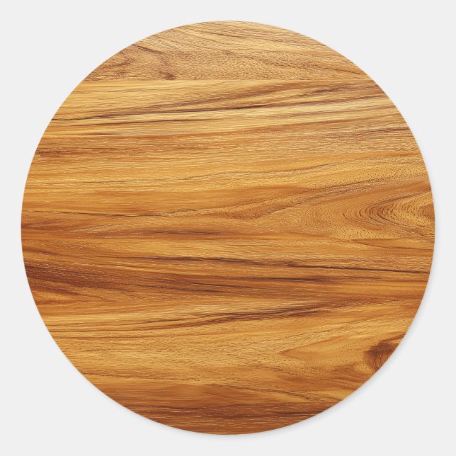 Teak Wood Image Blank Classic Round Sticker (Front)