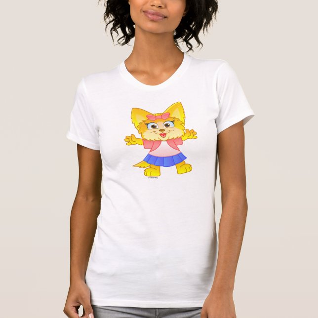 Teakup Yorkie Cartoon on Women's T-shirt (Front)
