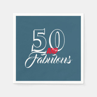 Teal 50 and Fabulous Birthday Party Napkin