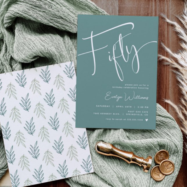 Teal 50th Birthday Invitation (Creator Uploaded)
