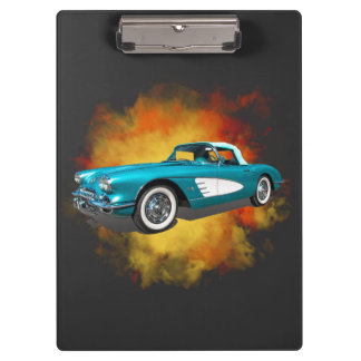 Teal 59 Corvette Car Red Explosion background Clipboard