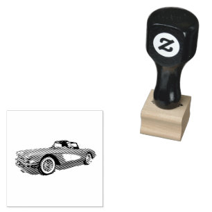 Teal 59 Corvette Car Red Explosion background  Rubber Stamp