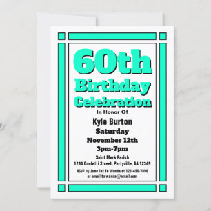 Teal 60th Birthday Invitation