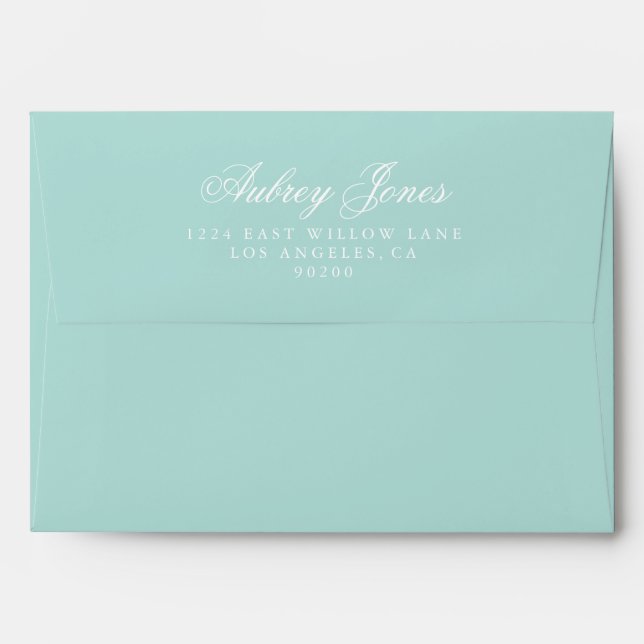Teal A7 Pre-Addressed Linen Envelopes (Back (Top Flap))