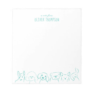 Teal A Note From Cute Dog Animal Sketch Notepad