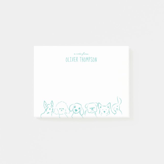 Teal A Note From Cute Dog Animal Sketch Notes (Front)