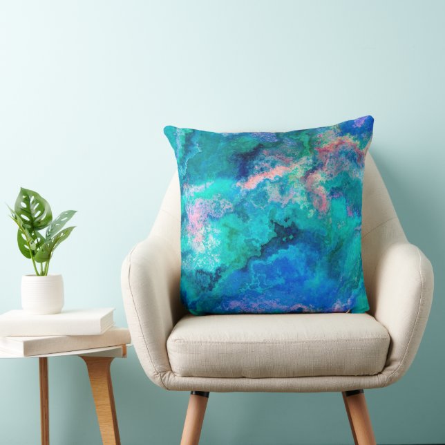 Teal Abalone Shell Painting Cushion (Chair)