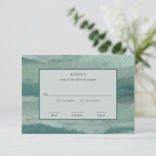Teal Absract Coastal Chic Modern Wedding RSVP Card