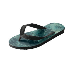 Teal Abstract Kid's Jandals