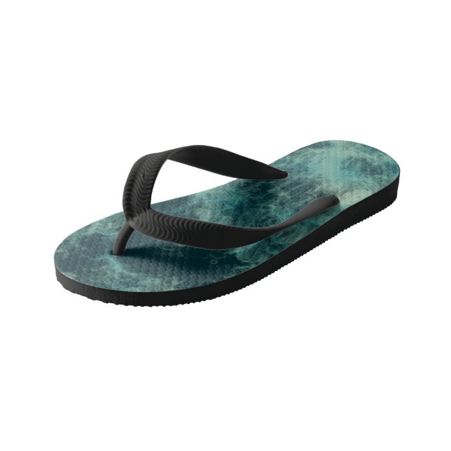 Teal Abstract Kid's Jandals (Angled)