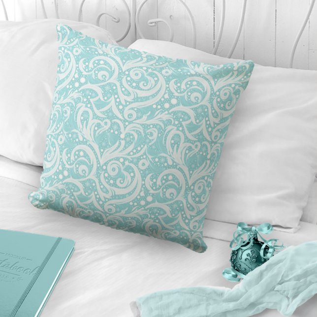 Teal Abstract Snowflake Pattern#10 ID1009 Cushion (Creator Uploaded)