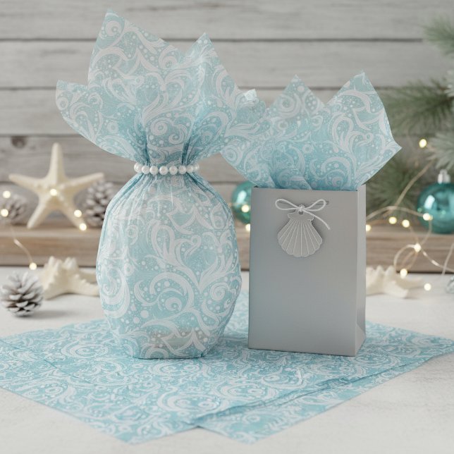 Teal Abstract Snowflake Pattern#10 ID1009 Tissue Paper (Creator Uploaded)