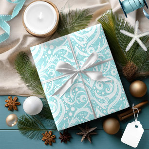 Teal Abstract Snowflake Pattern#10 ID1009 Wrapping Paper