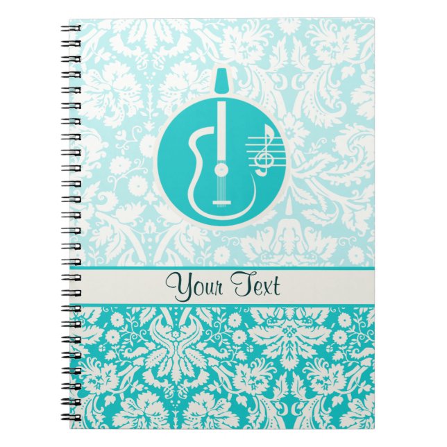 Teal Acoustic Guitars Spiral Notebook (Front)