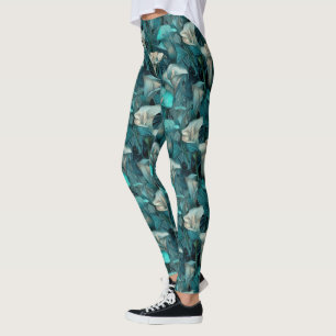Teal Active Wear Calla lilies Inspired Gifts For  Leggings