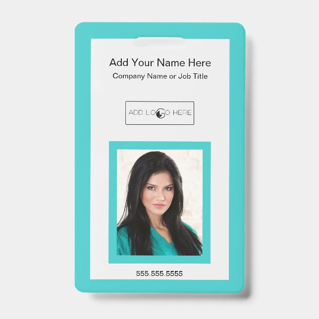 Teal add photo logo identification ID badge (Front)