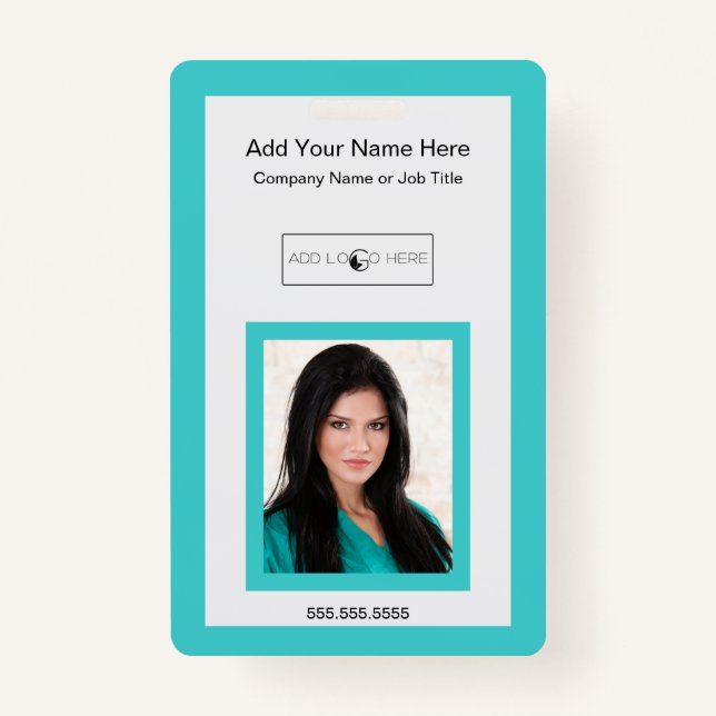 Teal add photo logo identification ID badge (Front)
